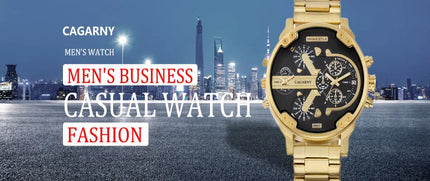 Brand Big Dial Steel Strip Dual Time Display Men Watches Chronograph Quartz Military Wristwatch Relogio Masculino Hombre Reloj