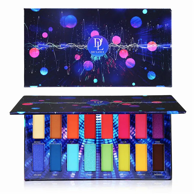 De'lanci glow matte High pigmented, beauty bomb,eye shadow palette with 16 colors of neon pigment,, color cosmetics, makeup set