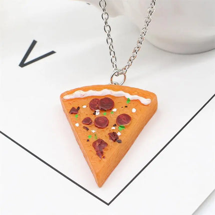 Cute Pizza Childhood Friendship Chain for Women Triangle Food Charms Necklace Best Friends Keychain BFF Jewelry Birthday Gifts