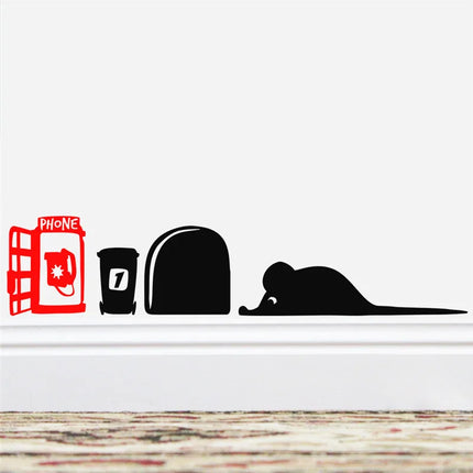 Funny Mouse Hole Wall Stickers Kitchen Bedroom Baseboard Home Decoration 3d Vinyl Wall Decals Diy Cartoon Rat Animal Mural Art