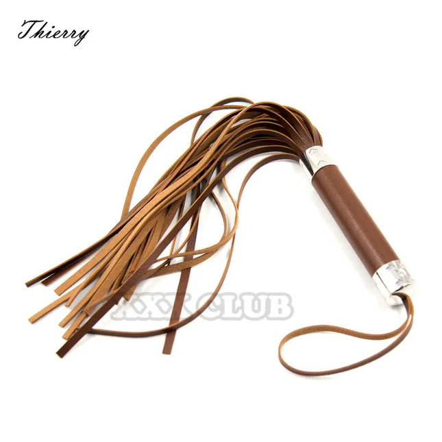 Thierry Leather Flirting Horse Whip Flogger Spanking Bondage Whip Slave Sex Toys For Couples Stimulation Adult Sex Tamed Game