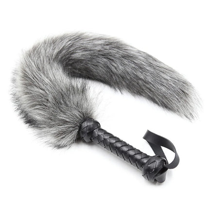 PU Leather Handle Fox Tail Fur Whip Fetish Spanking Paddle Bondage Flogger Whip BDSM Flirt Slave Erotic Sex Toys For Couples