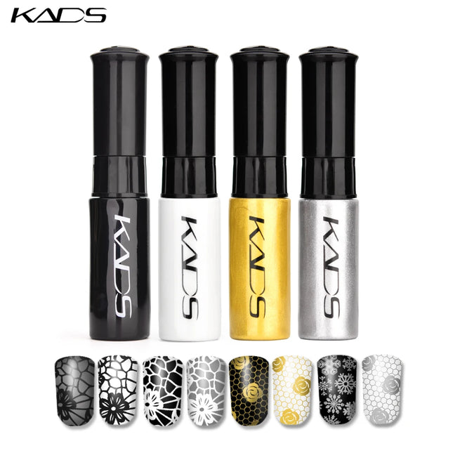 KADS 5/4 Pcs Stamping Varnish Set Nail Stamping Polish Kit Black Nail Art Polish Manicure Stamping Lacquer for Template Nails