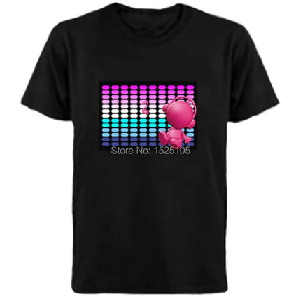 Popular Sound Active Equalizer EL T-shirt Equalizer Light Up Down LED T-shirt Flashing Music Activated LED T-shirts Men Women Tee