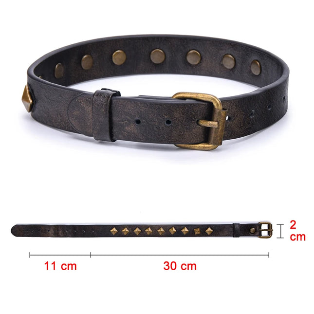 Brown Vintage Genuine Leather Sex Bdsm Collar Punk Rivet Slave Bondage Collar Bdsm Fetish Sex Toys For Woman Couples Sm Toys