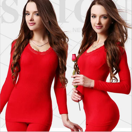 Sexy Women underwear sets or Thermal - Elastic modal High Neck Long Underwear comfortable Hot Tops + pants underwear Set
