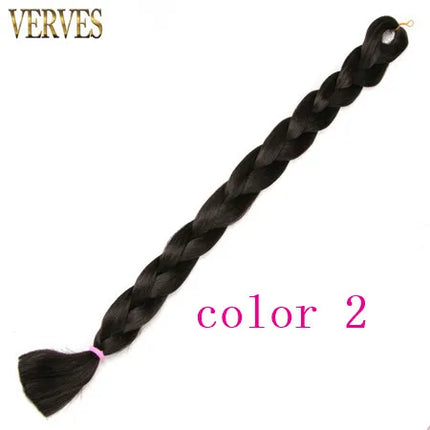 VERVES Braiding Hair Long 100 cm Folded Synthetic Jumbo Braids 165g/Piece Brown Black Pink Pure Color Braid Hair Extensions