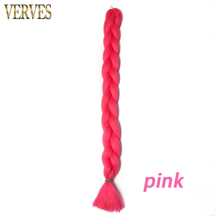 VERVES Braiding Hair Long 100 cm Folded Synthetic Jumbo Braids 165g/Piece Brown Black Pink Pure Color Braid Hair Extensions