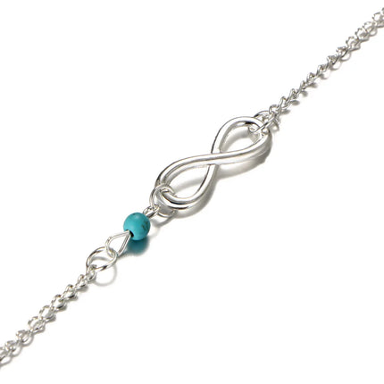 Infinite Double Jewelry Pendant Charm Bracelet Ladies Summer Anklet Fashion Jewelry Gifts Good Luck 8 Characters Beaded Anklet