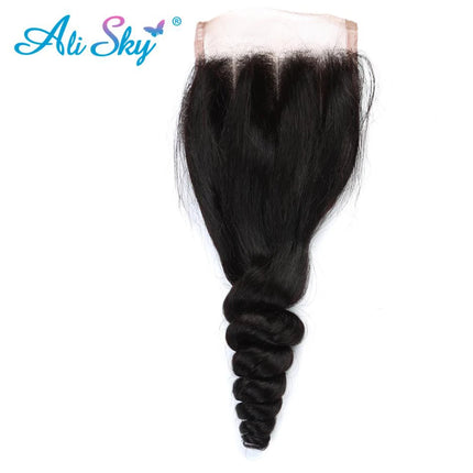 Ali Sky Brazilian Loose Wave Closure 5x5 Lace Closure Remy Hair Frontal Closure 100% Human Hair Closure Natural Hair Closure 5X5