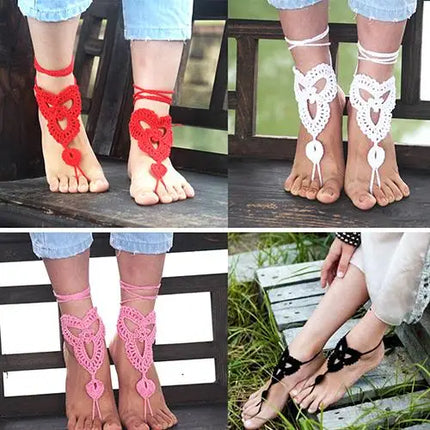 Hot Women Girl's Barefoot Anklet Crochet Cotton Ankle Chain Sandal Bracelet Foot Jewelry 6Y3J 7ELO BDWP