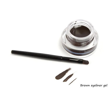 Music Flower 2pcs/Kit Eyeliner Gel Cream Natural Brown Makeup Eye Liner With Brush Easy to Draw Arrows Waterproof Eye Cosmetics