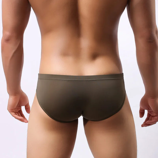 Men's underwear head U convex pocket ultra-thin transparent ice silk men's briefs fork low waist small three pants sexy shorts