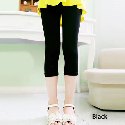 3-10 Years Girls' Knee-Length Cropped Pants - Candy Color Children's Bottoms for Spring-Summer All-Matches Leggings
