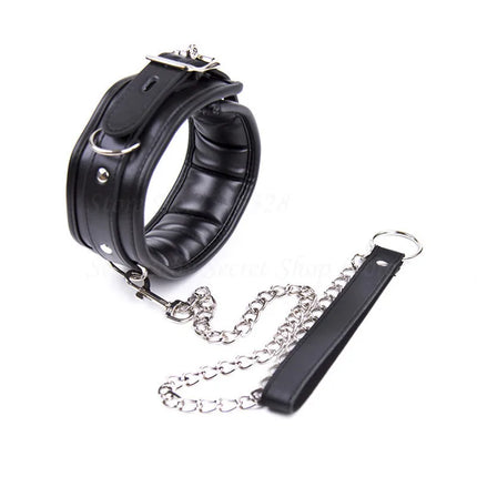 New PU Leather Collars BDSM Chastity Neck Collar,Fetish Slave Bondage Restraint Erotic Posture Collar,Adult Game For Couple