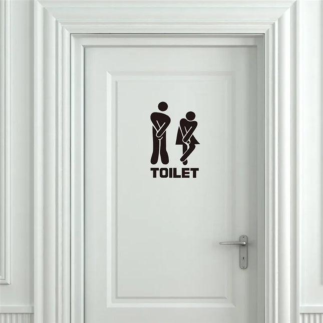 WC Toilet Entrance Sign Door Stickers For Public Place Home Decoration Creative Pattern Wall Decals DIY Funny Vinyl Mural Art
