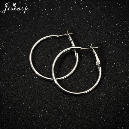 Jisensp 30/40/50/60mm Trendy Large Hoop Earrings Smooth Circle Earrings for Women Jewelry Hyperbole Oversizes Accessories