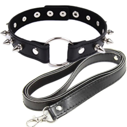 Bondage Boutique Leather Collar Lead chain Adult Game  for women Collars submission Sex Toys Pet Traction belt