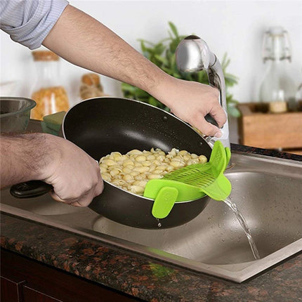 LMETJMA 6 Color Universal Clip on Strainer Adjustable Silicone Strain Pot   Strainer Colander For Pasta Fruit Vegetable JT-007