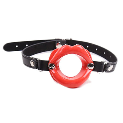 Leather Strap Rubber Lips O Ring Mouth Gag BDSM Bondage Blow Job Fetish submission Adult Sex Toys For Woman Sex Products