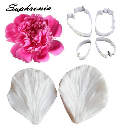 Large Peony Petal Veiner &Cutter Silicone Mold Fondant Mould Cake Decorating Tools Chocolate Gumpaste,Sugarcraft Mold CS286