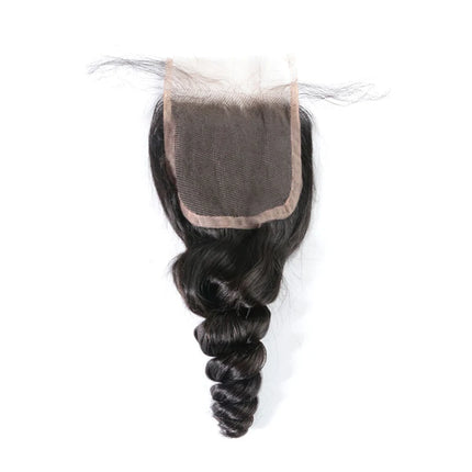 Ali Queen Hair Loose Wave Lace Closure Human Hair Brazilian Remy Hair Natural Color 10" - 20"  Free Part 4x4 Lace Frontal
