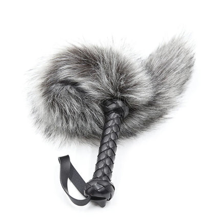 PU Leather Handle Fox Tail Fur Whip Fetish Spanking Paddle Bondage Flogger Whip BDSM Flirt Slave Erotic Sex Toys For Couples