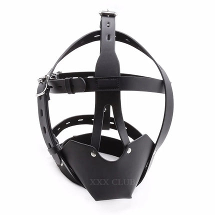 Thierry PU Leather Head Harness with Ball Gag,Sex Toys Strict Leather Muzzle for Adult Games Sex Roleplay