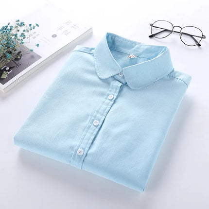 Women Blouse 2023 New Casual BRAND Long Sleeved Cotton Oxford White Shirt Woman Office Shirts Excellent Quality Blusas Lady