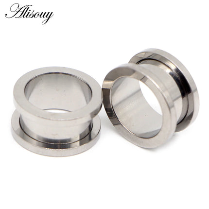 New 2pcs Colorful Anodized Stainless Steel Screw Fit Ear Flesh Tunnel Earring Plug Expander Body Jewelry Piercing Earlet Gauges