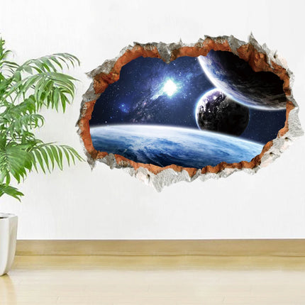 Outer space Star Galaxy Wall Sticker 3D Vivid broken Wall Decals Poster nursery Mural Living Room Bedroom Home Decor art sticker