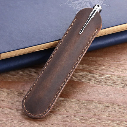 Handmade Genuine Leather Pen Bag, Cowhide Fountain Pen Case Holder, Vintage Retro Style Accessories For Travel Journal