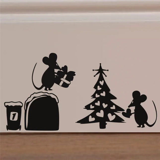 Funny Mouse Hole Wall Stickers Kitchen Bedroom Baseboard Home Decoration 3D Vinyl Wall Decals DIY Cartoon Rat Animal Mural Art