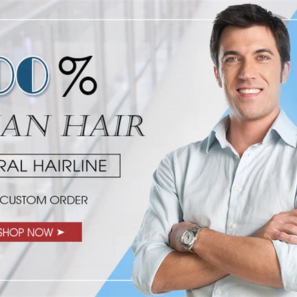 Wholesale 120% Density Thin Skin Base Human Hair Toupee for Men 100% Remi Hair PU Hairpiece Natural Look Hair Extension