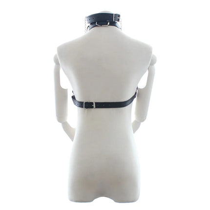 Thierry PU Leather Bondage Restraints O Ring Gag with Nipple Clamps,open bra with Collar Fetish Adult Games Sex Toys for Couples