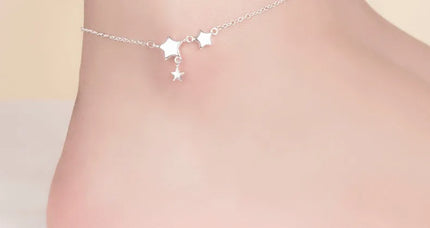 Buyee 925 Sterling Silver Female Simple Anklet Chain Foot Legs Anklet for Women Fashion Star Fine Jewelry Anklets Chain