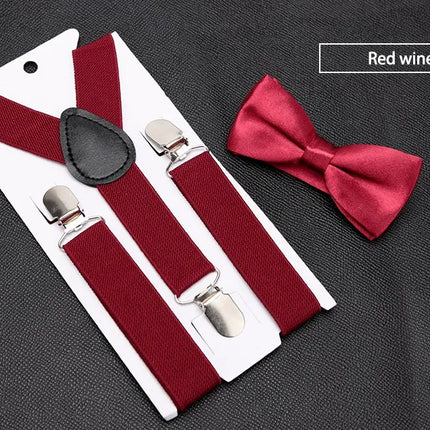 Kids Suspenders with Bowtie Fashion Children Bow Tie Set Boys Braces Girls Adjustable Suspenders Baby Wedding Ties Accessories