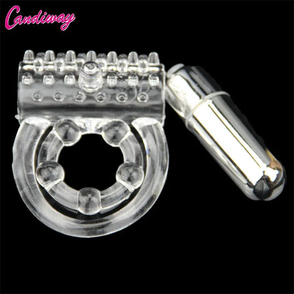 Double rings vibrator waterproof clitoris Massager masturbation Vibrating lasting cocking delay ejaculation vibe Sex Toy For man