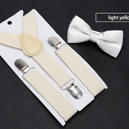 Kids Suspenders with Bowtie Fashion Children Bow Tie Set Boys Braces Girls Adjustable Suspenders Baby Wedding Ties Accessories