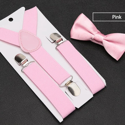 Kids Suspenders with Bowtie Fashion Children Bow Tie Set Boys Braces Girls Adjustable Suspenders Baby Wedding Ties Accessories