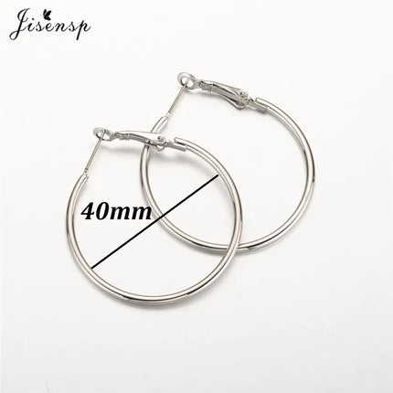 Jisensp 30/40/50/60mm Trendy Large Hoop Earrings Smooth Circle Earrings for Women Jewelry Hyperbole Oversizes Accessories
