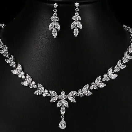 Emmaya Exquisite Jewelry Sets For Women Wedding Party Accessories Cubic Zircon Stud Earrings & Necklace Gift