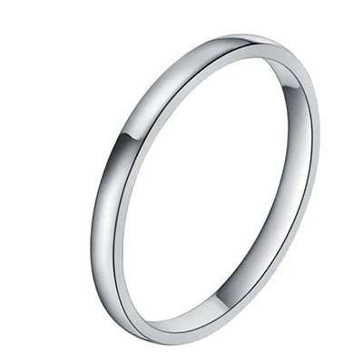 Tigrade 2mm Thin Titanium Ring Women Rose Gold Color Polished Simple Slim Rings for Man Female anel Wedding Engagement Band