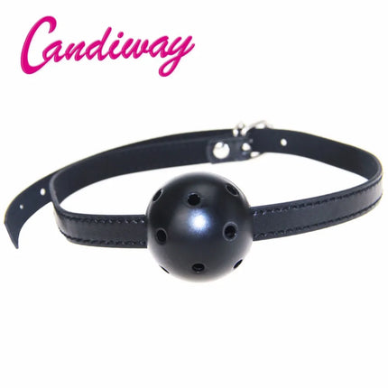 Hollow  Breathable Ball Mouth Gag Oral Fixation PU Leather mouth stuffed Adult Games For Couples Flirting Sex Products Toys