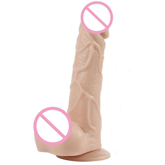 Realistic Dildo Flexible penis textured cock shaft brown suction cup female masturbation vagina G Spot Sex toy for women