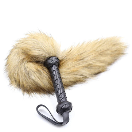 PU Leather Handle Fox Tail Fur Whip Fetish Spanking Paddle Bondage Flogger Whip BDSM Flirt Slave Erotic Sex Toys For Couples