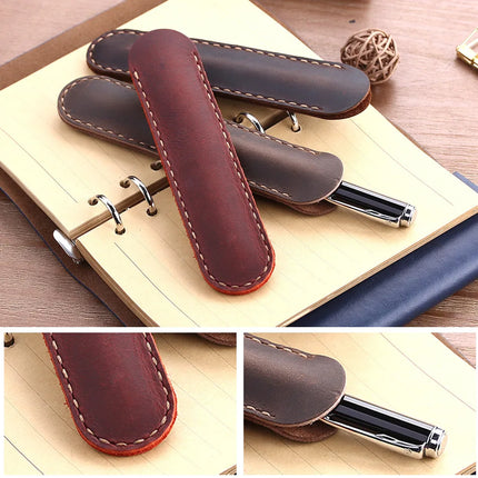 Handmade Genuine Leather Pen Bag, Cowhide Fountain Pen Case Holder, Vintage Retro Style Accessories For Travel Journal