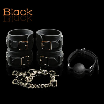 Pure silicone hand ankle cuffs open mouth gag adult games slave bdsm fetish sex toys for couples handcuffs gag ball bondage kit