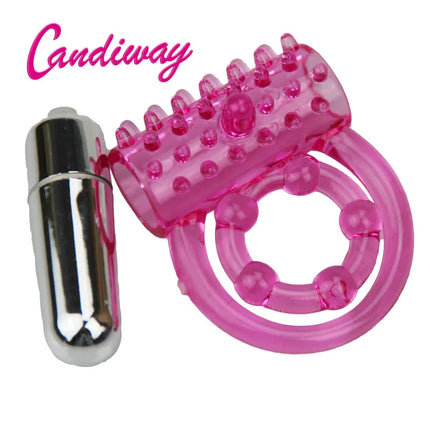 Double rings vibrator waterproof clitoris Massager masturbation Vibrating lasting cocking delay ejaculation vibe Sex Toy For man