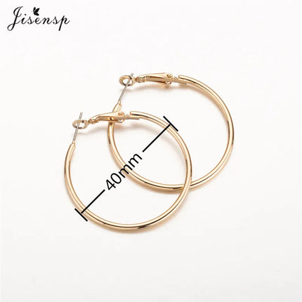 Jisensp 30/40/50/60mm Trendy Large Hoop Earrings Smooth Circle Earrings for Women Jewelry Hyperbole Oversizes Accessories